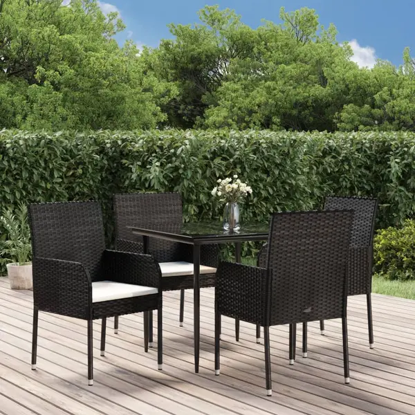 Gossi set mobilier de gradina cu perne, 5 piese, negru, poliratan