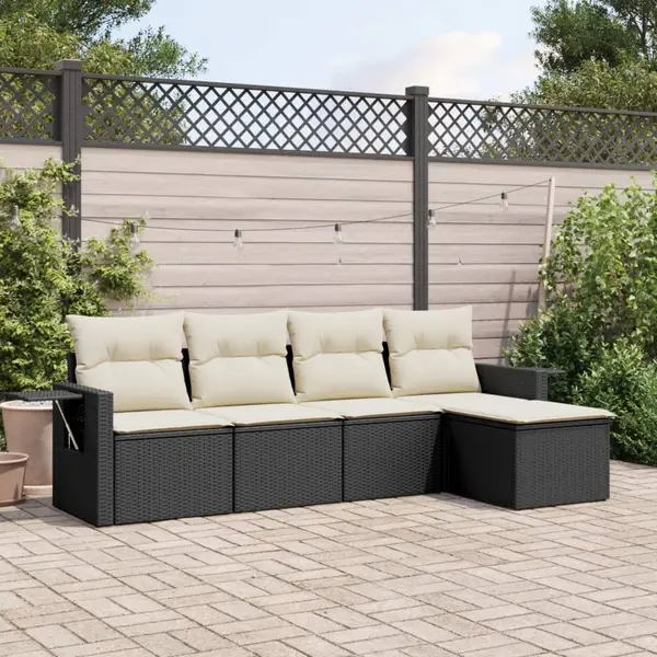 Gossi set mobilier de gradina cu perne, 5 piese, negru, poliratan
