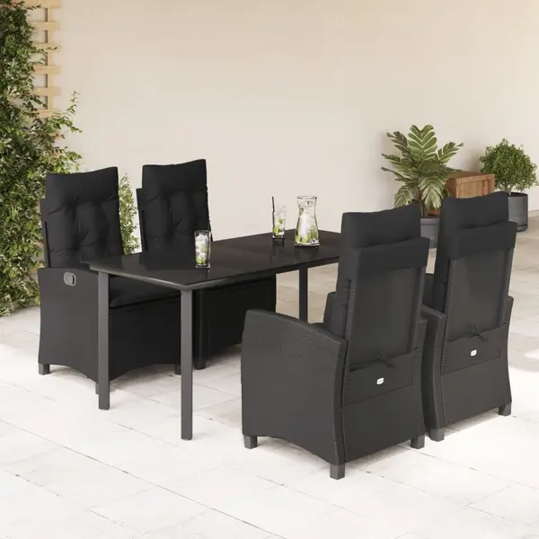 Gossi set mobilier de gradina cu perne, 5 piese, negru, poliratan