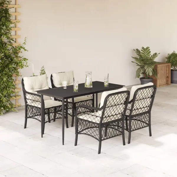 Gossi set mobilier de gradina cu perne, 5 piese, negru, poliratan