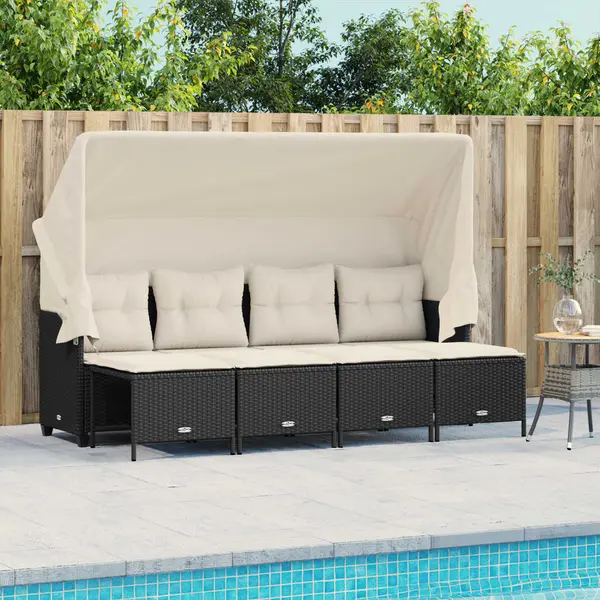 Gossi set mobilier de gradina cu perne, 5 piese, negru, poliratan