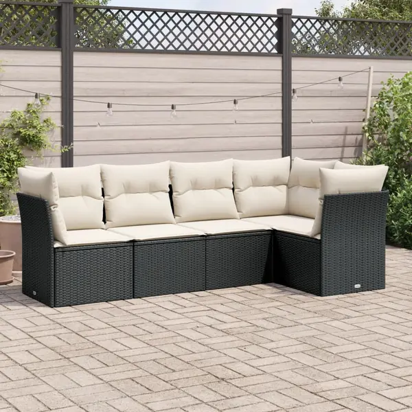 Gossi set mobilier de gradina cu perne, 5 piese, negru, poliratan
