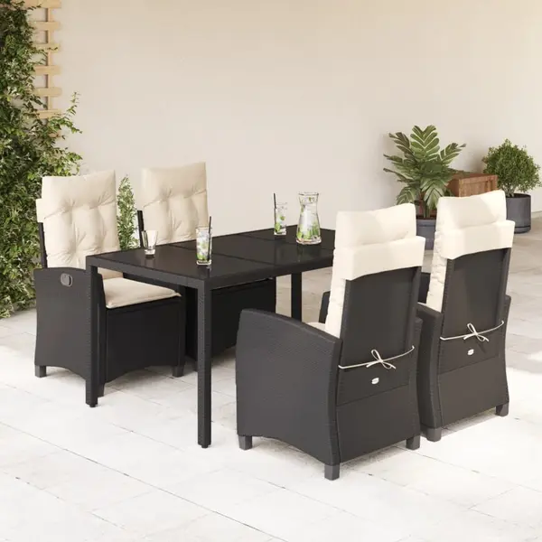 Gossi set mobilier de gradina cu perne, 5 piese, negru, poliratan