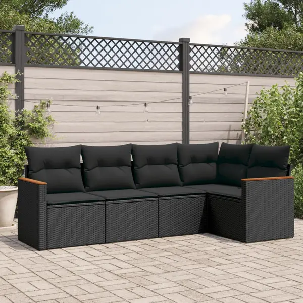 Gossi set mobilier de gradina cu perne, 5 piese, negru, poliratan