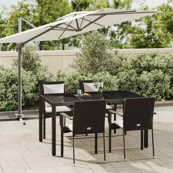 Gossi set mobilier de gradina cu perne, 5 piese, negru, poliratan