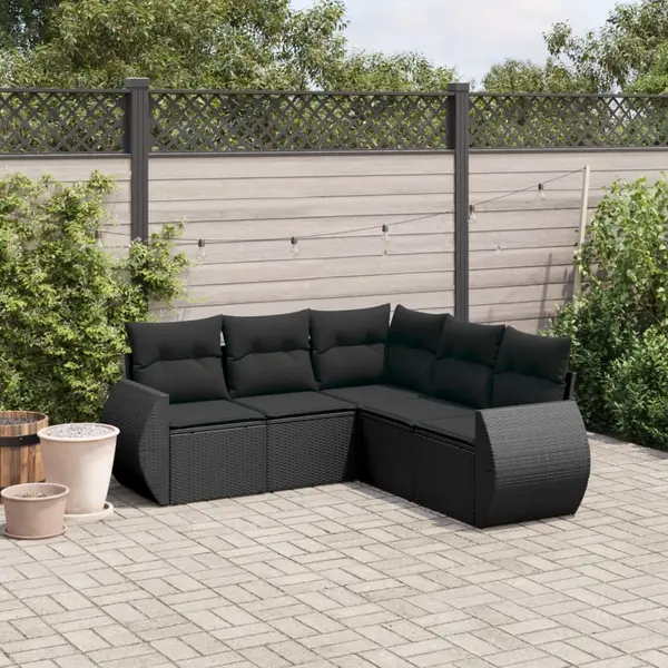 Gossi set mobilier de gradina cu perne, 5 piese, negru, poliratan