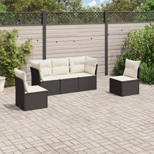 Gossi set mobilier de gradina cu perne, 5 piese, negru, poliratan