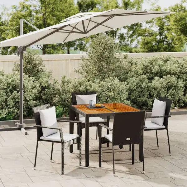 Gossi set mobilier de gradina cu perne, 5 piese, negru, poliratan