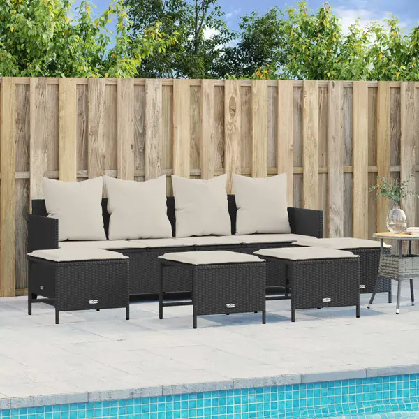 Gossi set mobilier de gradina cu perne, 5 piese, negru, poliratan