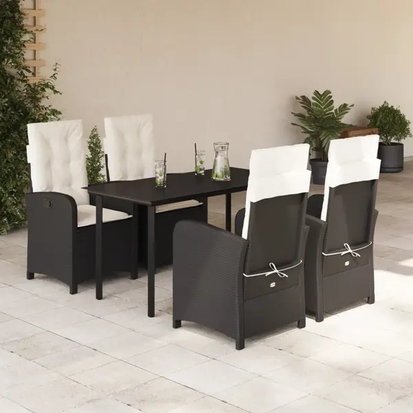 Gossi set mobilier de gradina cu perne, 5 piese, negru, poliratan