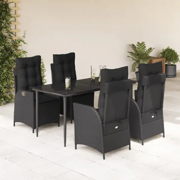 Gossi set mobilier de gradina cu perne, 5 piese, negru, poliratan