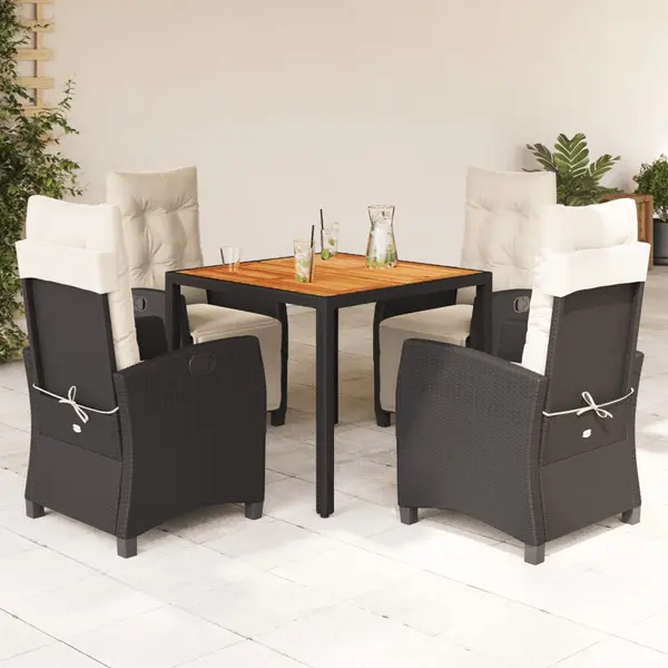 Gossi set mobilier de gradina cu perne, 5 piese, negru, poliratan