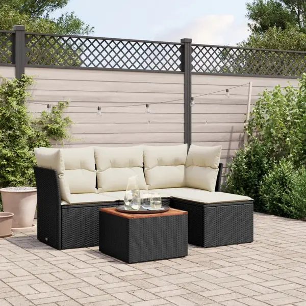 Gossi set mobilier de gradina cu perne, 5 piese, negru, poliratan