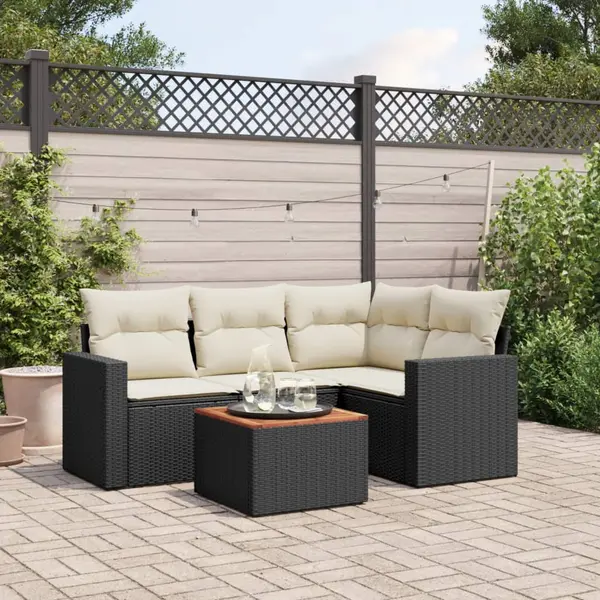 Gossi set mobilier de gradina cu perne, 5 piese, negru, poliratan