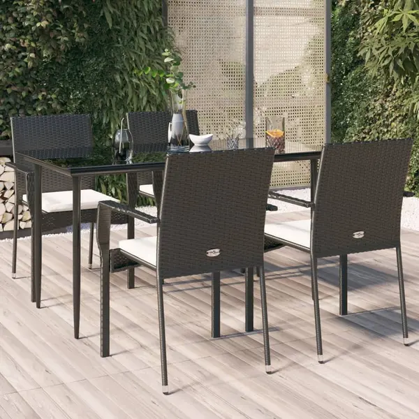 Gossi set mobilier de gradina cu perne, 5 piese, negru, poliratan