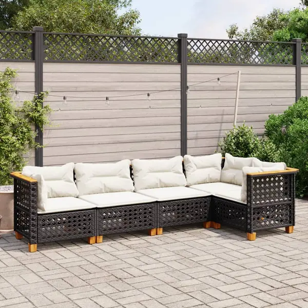 Gossi set mobilier de gradina cu perne, 5 piese, negru, poliratan