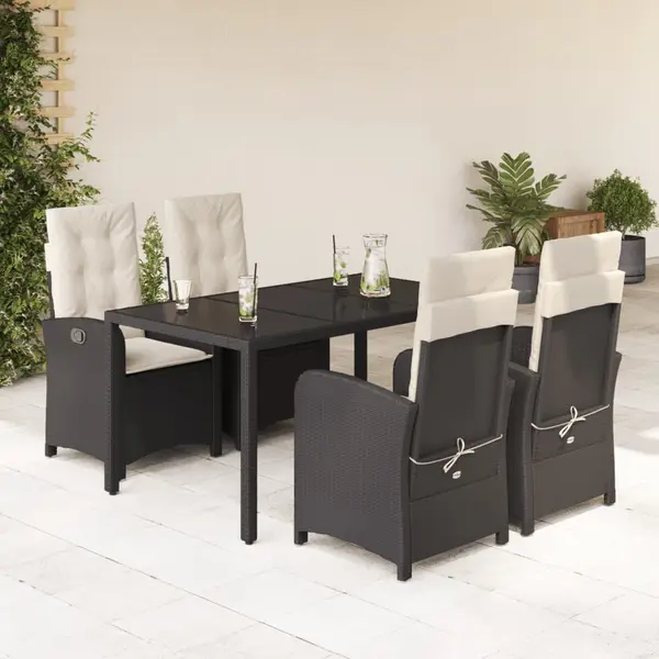 Gossi set mobilier de gradina cu perne, 5 piese, negru, poliratan