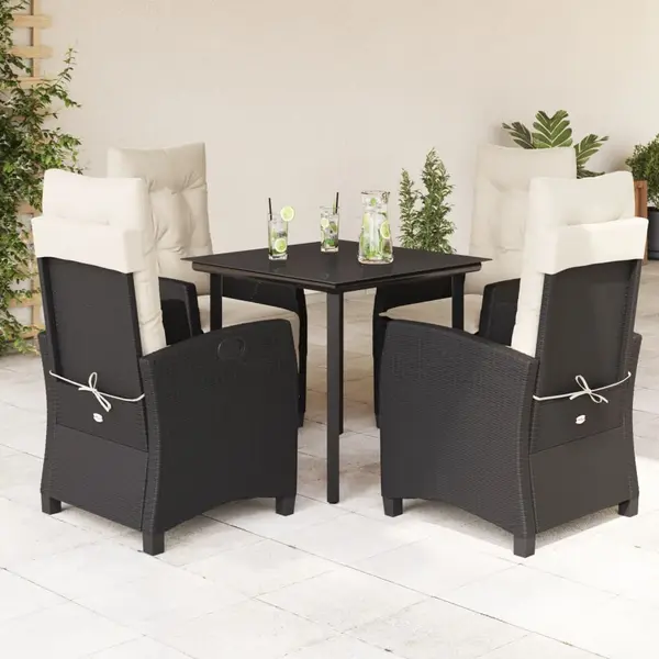 Gossi set mobilier de gradina cu perne, 5 piese, negru, poliratan