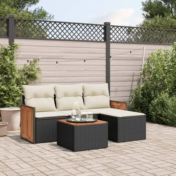 Gossi set mobilier de gradina cu perne, 5 piese, negru, poliratan