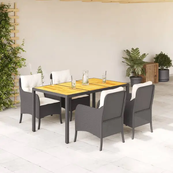 Gossi set mobilier de gradina cu perne, 5 piese, negru, poliratan