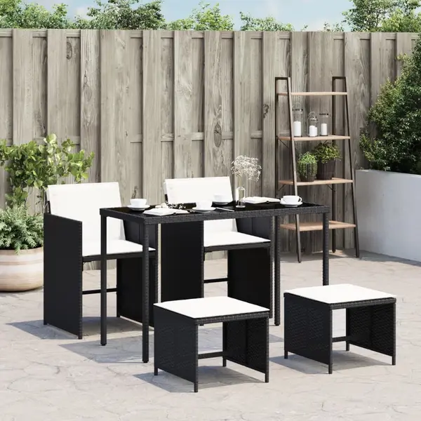 Gossi set mobilier de gradina cu perne, 5 piese, negru, poliratan