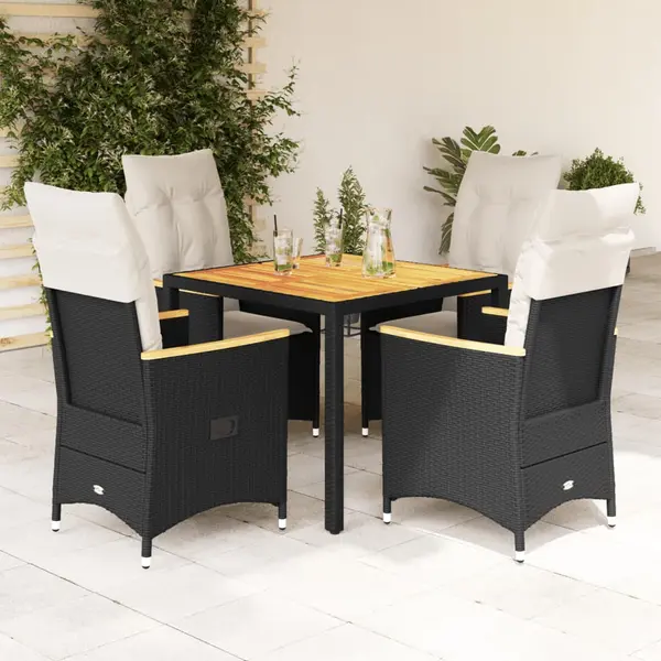 Gossi set mobilier de gradina cu perne, 5 piese, negru, poliratan
