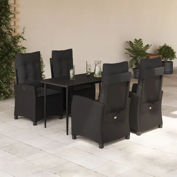 Gossi set mobilier de gradina cu perne, 5 piese, negru, poliratan