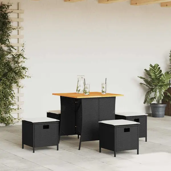 Gossi set mobilier de gradina cu perne, 5 piese, negru, poliratan