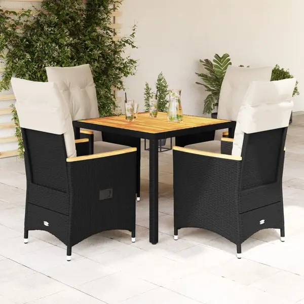 Gossi set mobilier de gradina cu perne, 5 piese, negru, poliratan