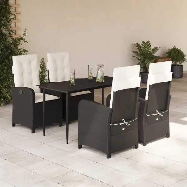 Gossi set mobilier de gradina cu perne, 5 piese, negru, poliratan