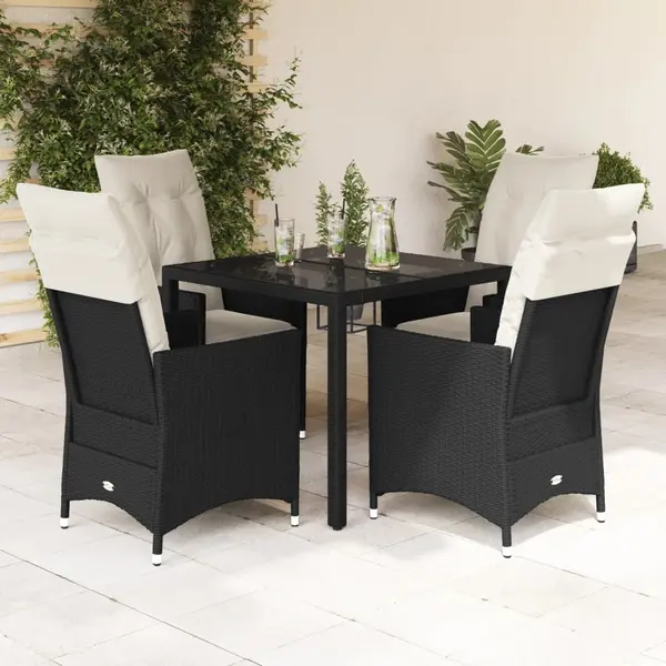Gossi set mobilier de gradina cu perne, 5 piese, negru, poliratan