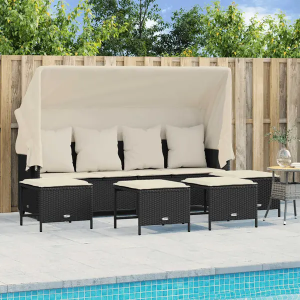 Gossi set mobilier de gradina cu perne, 5 piese, negru, poliratan