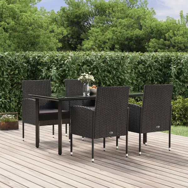 Gossi set mobilier de gradina cu perne, 5 piese, negru, poliratan
