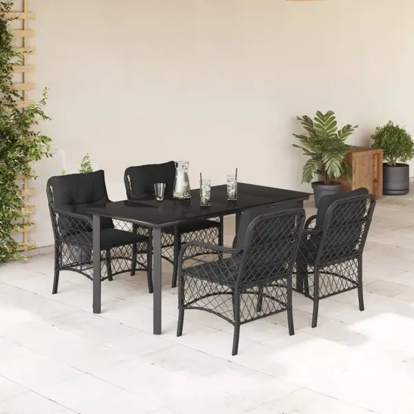 Gossi set mobilier de gradina cu perne, 5 piese, negru, poliratan