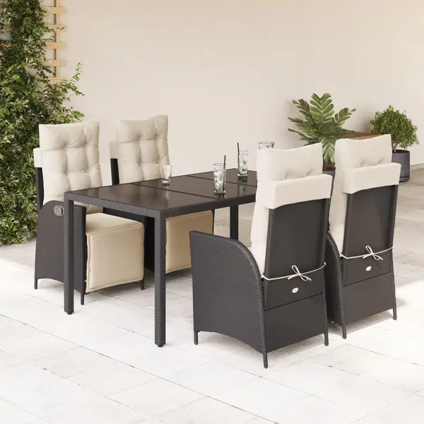 Gossi set mobilier de gradina cu perne, 5 piese, negru, poliratan