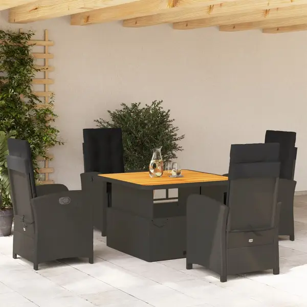 Gossi set mobilier de gradina cu perne, 5 piese, negru, poliratan