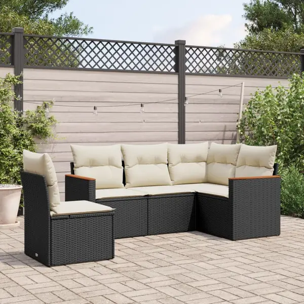 Gossi set mobilier de gradina cu perne, 5 piese, negru, poliratan