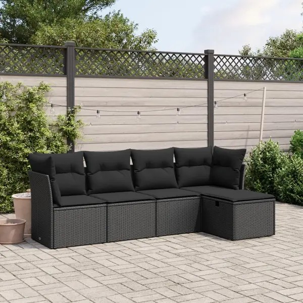 Gossi set mobilier de gradina cu perne, 5 piese, negru, poliratan