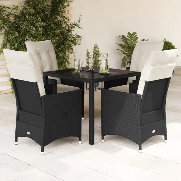Gossi set mobilier de gradina cu perne, 5 piese, negru, poliratan
