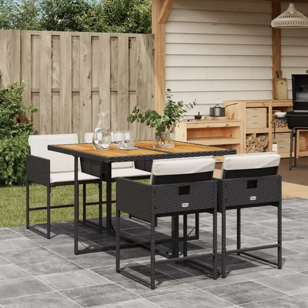 Gossi set mobilier de gradina cu perne, 5 piese, negru, poliratan