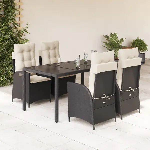 Gossi set mobilier de gradina cu perne, 5 piese, negru, poliratan