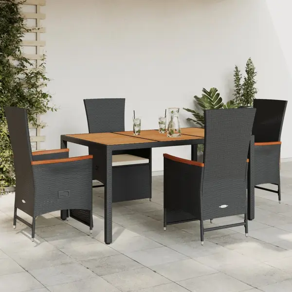 Gossi set mobilier de gradina cu perne, 5 piese, negru, poliratan