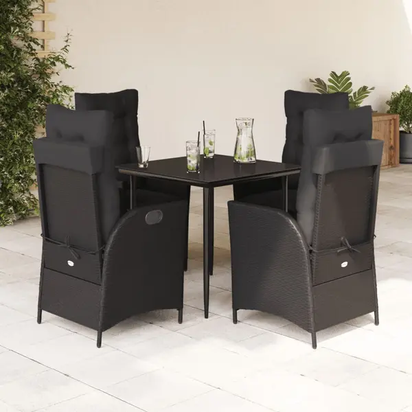 Gossi set mobilier de gradina cu perne, 5 piese, negru, poliratan