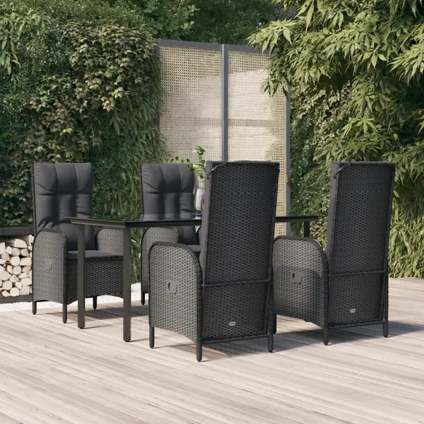 Gossi set mobilier de gradina cu perne, 5 piese, negru, poliratan