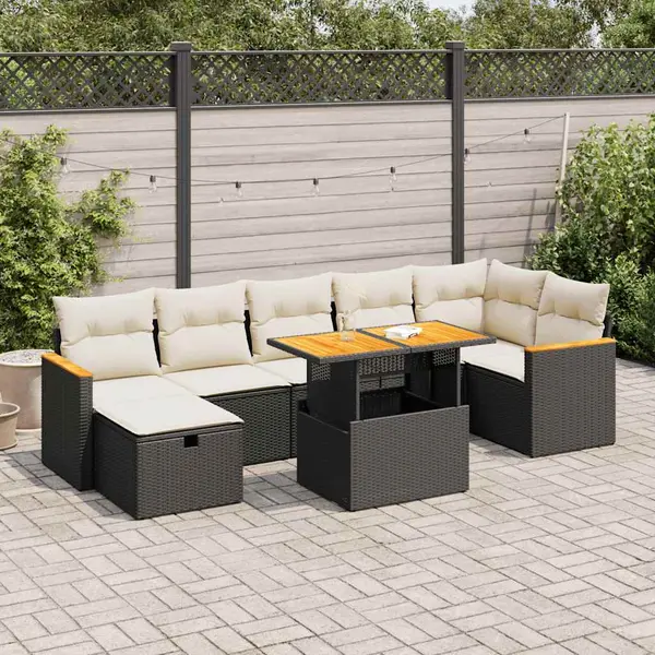Gossi set mobilier de gradina cu perne, 5 piese, negru, poliratan