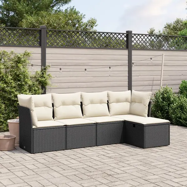 Gossi set mobilier de gradina cu perne, 5 piese, negru, poliratan