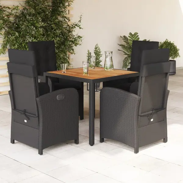 Gossi set mobilier de gradina cu perne, 5 piese, negru, poliratan