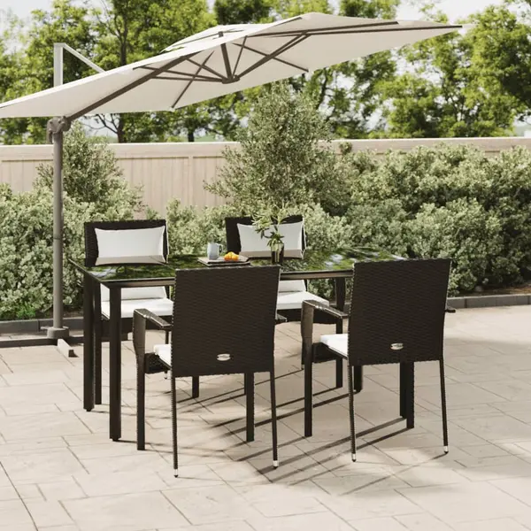 Gossi set mobilier de gradina cu perne, 5 piese, negru, poliratan