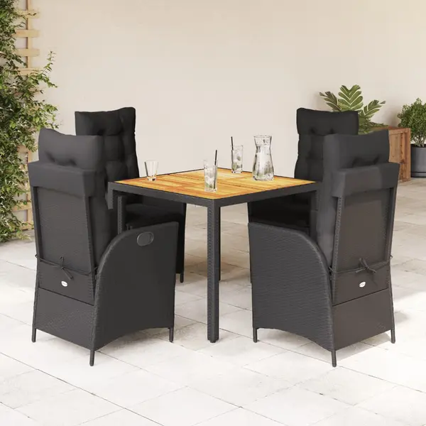 Gossi set mobilier de gradina cu perne, 5 piese, negru, poliratan