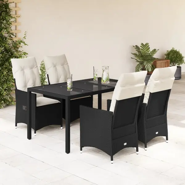 Gossi set mobilier de gradina cu perne, 5 piese, negru, poliratan